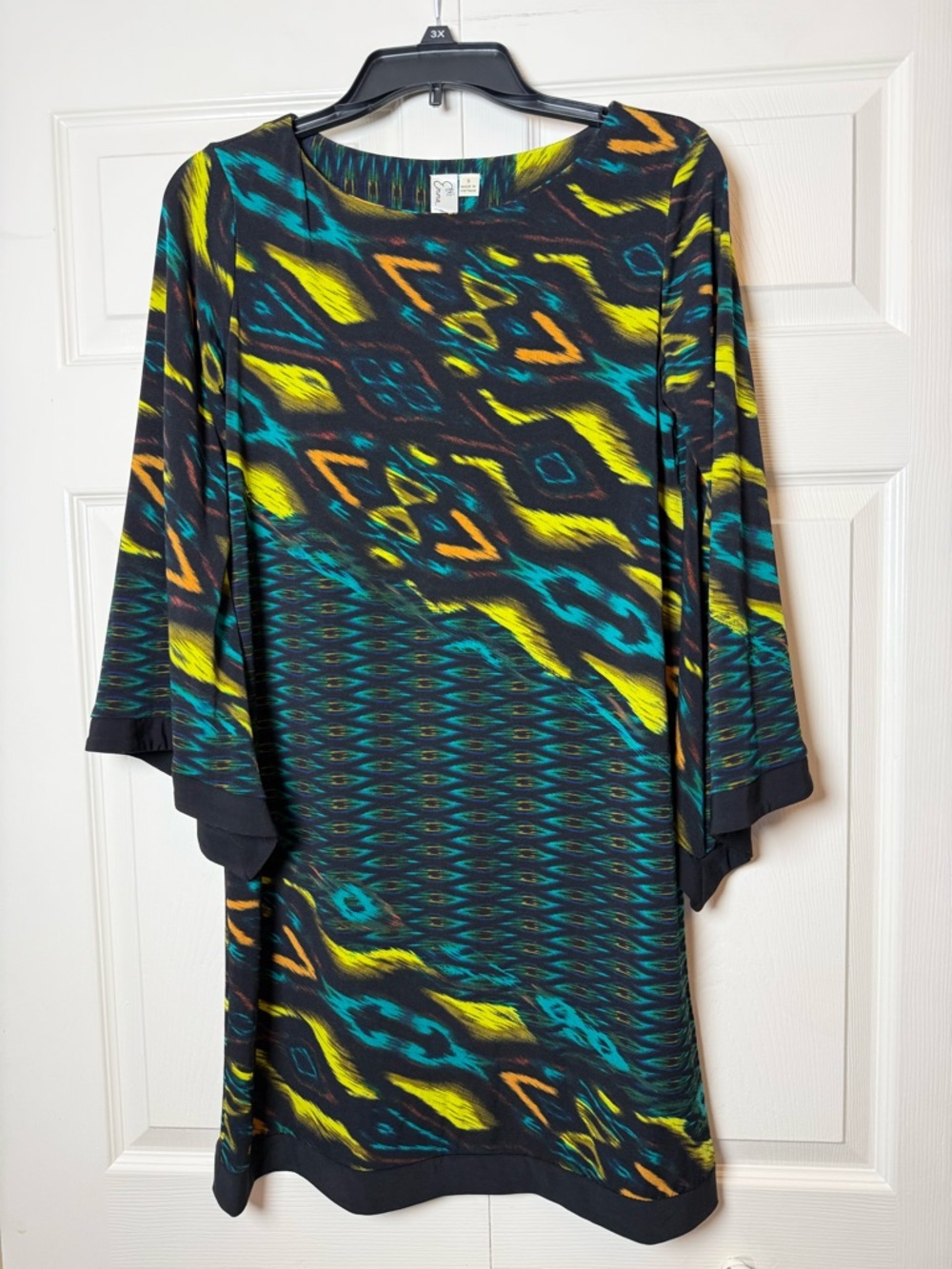 Emma & Michele Geometric Flared‎ Sleeve Dress - Picture 2 of 7